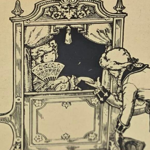 1920s Schraffts Empty Antique Candy Hinged Tin Etched Queen Court-Carry Carriage - Picture 13 of 14